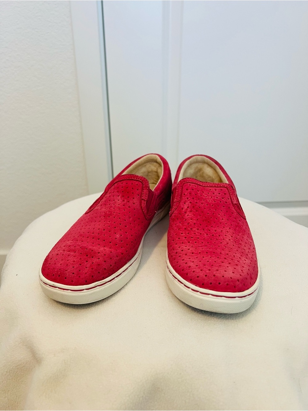 UGG Women's Red Suede Slip-On Loafers